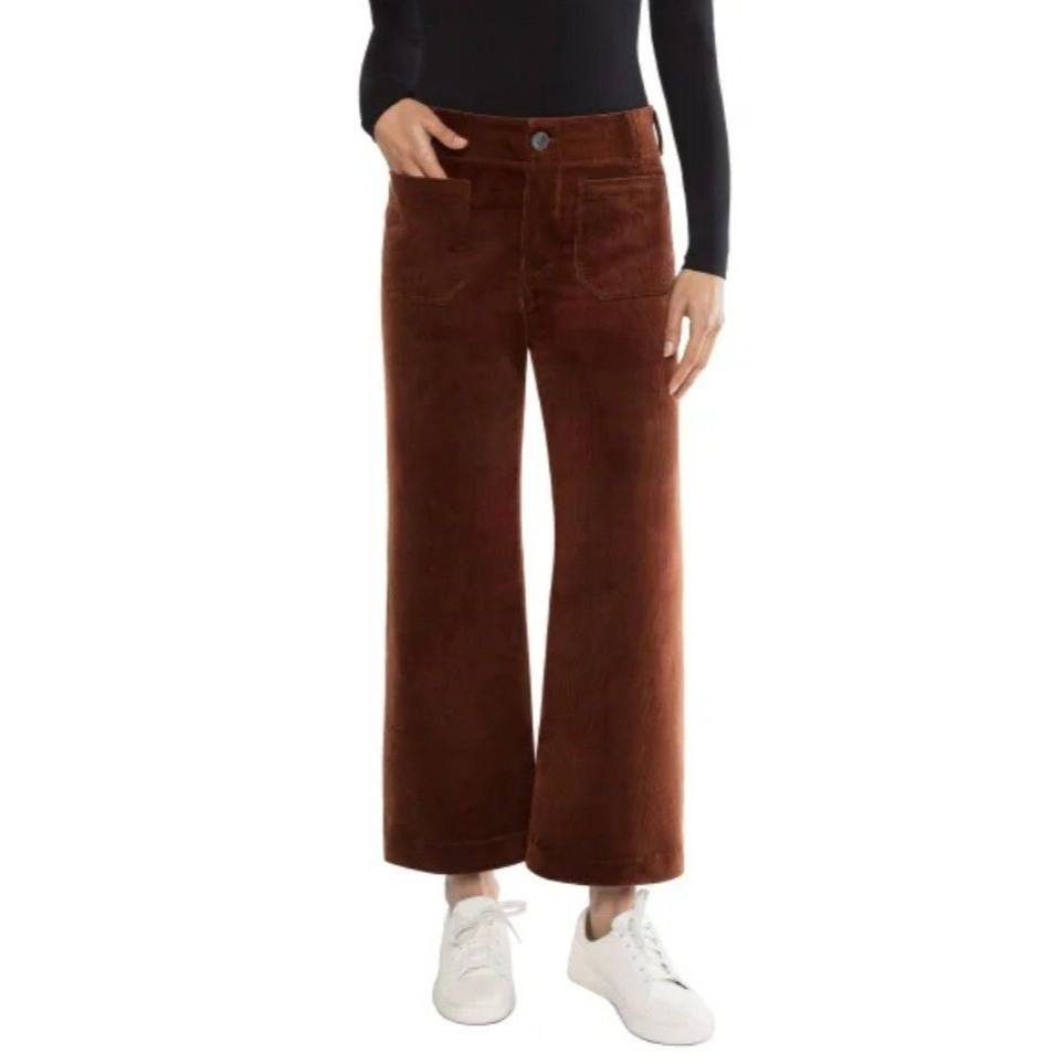 Matty M Womens Corduroy Wide Leg Stretch Ankle High-Rise Pant, Color Brick, Xxl